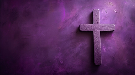 Minimalist Ash Wednesday concept with a simple ash cross, symbolizing solemnity and faith amidst simplicity and reverence, Generative Ai.

