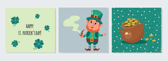 Saint Patrick's Day cartoon vector card illustration