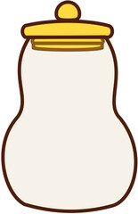 bottle, jar, flat color, doodle