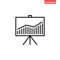 Business strategy plan board line icon, simple financial presentation illustration flat design pictogram vector for app ads web banner button ui ux interface elements isolated on white background