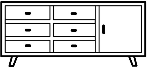modern, furniture, cabinet, buffet, outline