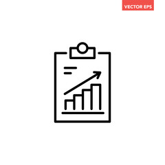 Black single financial statement line icon, simple business report flat design vector pictogram, infographic interface elements for app logo web button ui ux isolated on white background