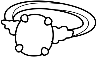 Wedding ring doodle outline vector