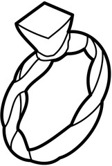 Wedding ring doodle outline vector