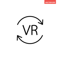 Black single round VR icon, simple tech loading flat design vector pictogram vector for app ads logotype web website button ui ux interface elements isolated on white background