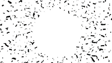 Bold Bargains: Embrace the bold energy of Black Friday! Glossy, black confetti explodes in a 3D display, symbolizing the thrill of finding fantastic deals and unbeatable prices. 