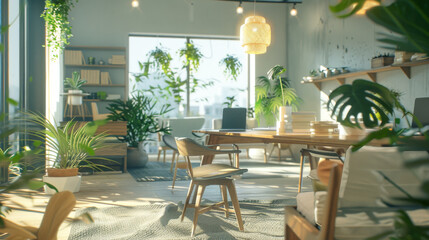 Minimal style office filled with plants