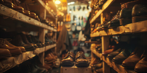 Second hand of shoe in the shop - obrazy, fototapety, plakaty