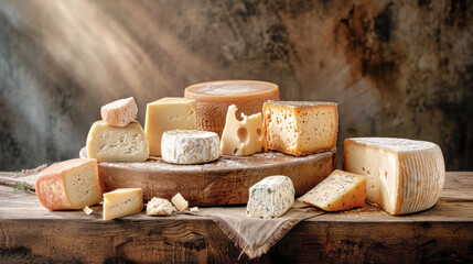 Farm Cheese Assortment on Wooden Board