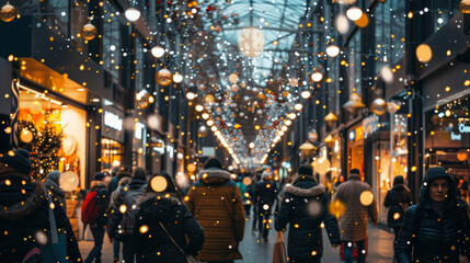 The atmosphere is buzzing with energy and excitement as shoppers try to find the perfect gifts for loved ones or themselves.