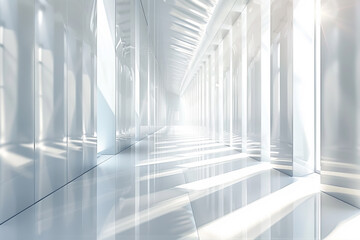 White linear geometry dividers space corridor background.