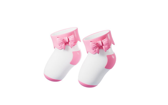 Baby socks, child socks, baby clothes, baby product, 3d rendering.