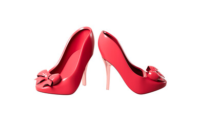 Red high-heeled shoes With bowknot, 3d rendering.
