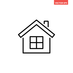 Black single home line icon, simple real estate graphic flat design pictogram vector for app ads web banner button ui interface elements isolated on white background