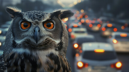 Augen auf im Straßenverkehr symbolisch durch Tiere mit scharfem Blick dargestellt Generative AI