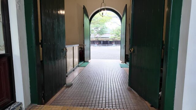 Green colored large gate inside Keraton Yogyakarta area.