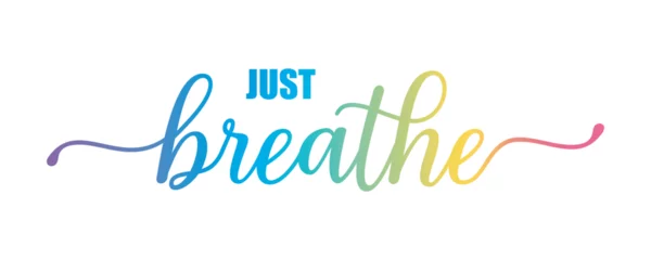 Fototapete Positive Typografie just breathe . typography for t shirt design, tee print, applique, fashion slogan, badge, label clothing, jeans, or other printing products. Vector illustration