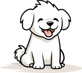 Vector of a smiling dog isolated on a white background, 웃고 있는 개의 벡터 파일 강아지 개 개일러스트 애견카페,하얀강아지,흰색강아지,애완동물 dog pet 펫시터