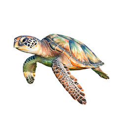 Turtle watercolor clipart illustration on transparent background