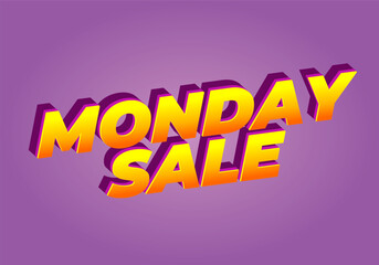 Monday sale. Text effect in 3D style with eye catching colors