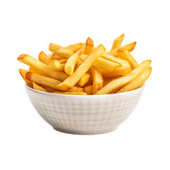 Crispy French Fries in a white bowl in white background