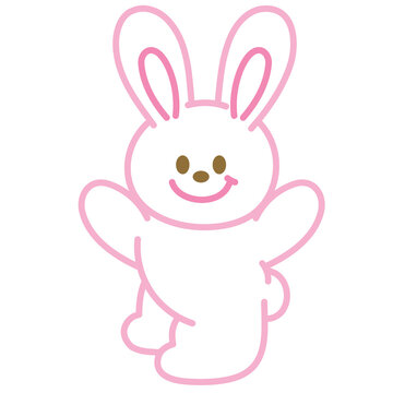 Pastel outline of rabbit for colouring book, animal logo, icon, sticker, tattoo, pet, vet, clip arts, card print, social media, banner, cartoon character, comic, mascot, toy, doll, bunny, happy easter