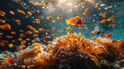 Foto op Canvas  dive underwater with Nemo fishes in the coral reef Travel lifestyle, watersport adventure © Fokke Baarssen