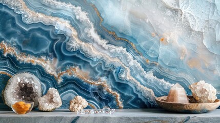 Illuminated Quartz Geode Abstract Macro - obrazy, fototapety, plakaty