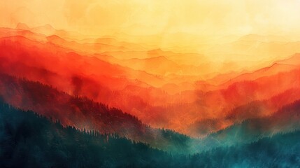 Warm Gradient Mountain Layers at Sunrise