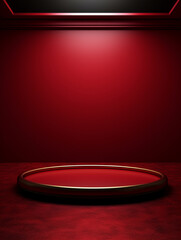Luxurious podium interior, shades of red