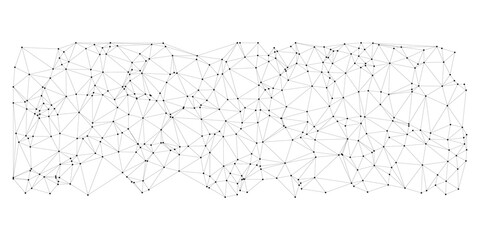  background with black dots and lines arranged in a grid-like pattern.