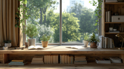 Obraz premium 窓辺に本が置いてある