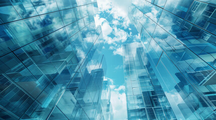 Obraz premium An image of glass cubicles in the city.