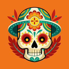 Fototapeta premium Dia de Muertos, day of the dead, Mexican skull illustration
