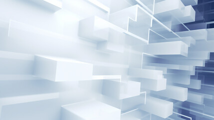 abstract 3d square white technology communication concept background. Random shifted white cube square boxes block background wallpaper banner with copy space.	
