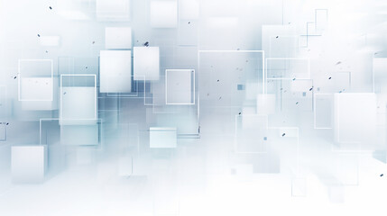 abstract 3d square white technology communication concept background. Random shifted white cube square boxes block background wallpaper banner with copy space.	

