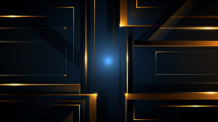 abstract premium digital technology dark gold with square empty overlay layers background. Abstract...