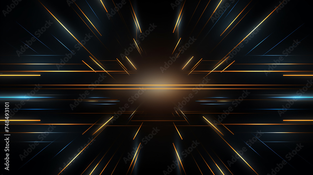 Wall mural modern black and light golden square overlapped pattern on background with shadow. black background.