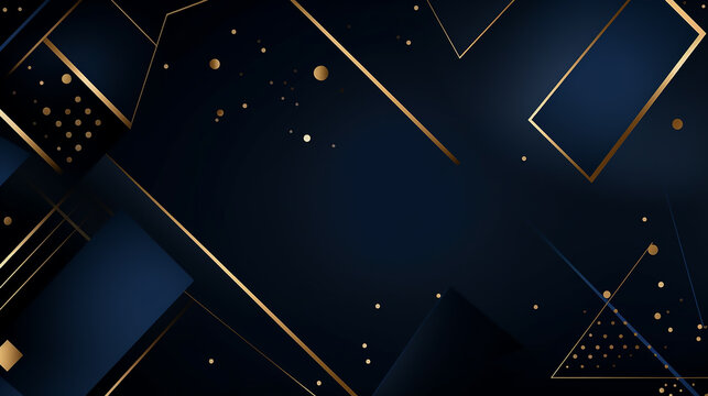 premium black and gold geometric Square Diamond shape Golden Frame on Royal Blue Background. Dark Blue Golden Royal Awards Graphics Background.
