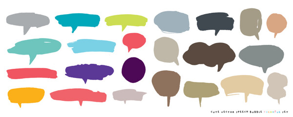 Cute vector speech bubble colorful set,Hand drawn set of speech bubbles with handwritten for book ,card, business, poster design. Vector illustration design for fashion fabrics, textile graphics