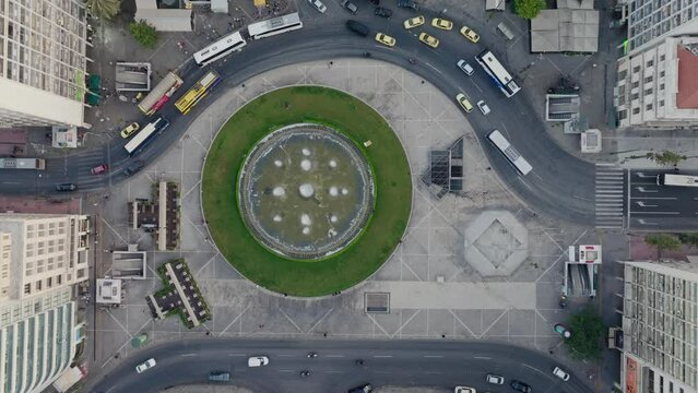 Omonoia Square in Athens from above on a Sunday morning