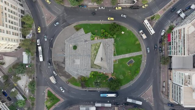 Karaiskaki Square in Metaxourgeio, Athens from above with traffic