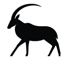 Black and white vector illustration of Addax.