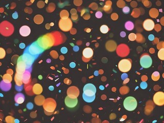 Christmas Abstract Background with Glowing Circles and Bokeh Lights