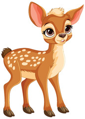 Cute, cartoonish young deer with big eyes