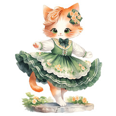 Naklejka premium World of Traditional Attire: A Global Journey in Watercolor - Step Dancing Dress Irish part 01