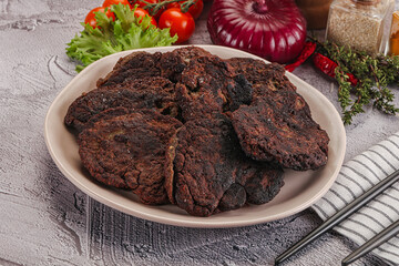 Liver pancakes in the bowl