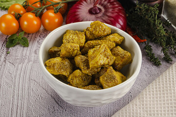 Indian cuisine curry chicken fillet