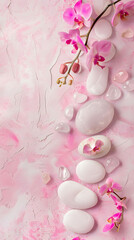 Obraz na płótnie Canvas Spa Background Pink Rose Petals with Drops and Water, a Beautiful Nature Scene with Flower Blossoms, Perfect for Spring