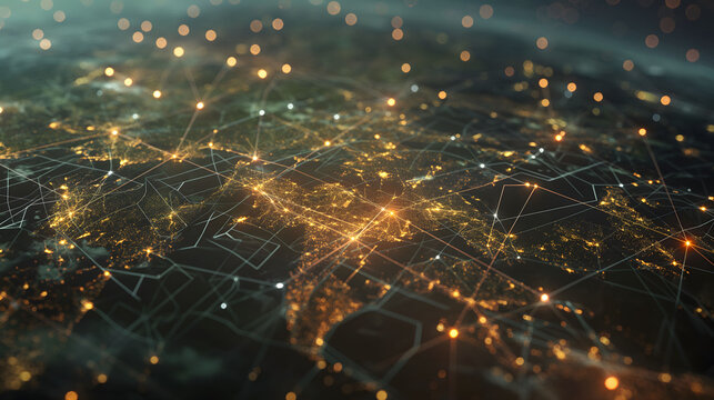 A digital network of a planet earth.
